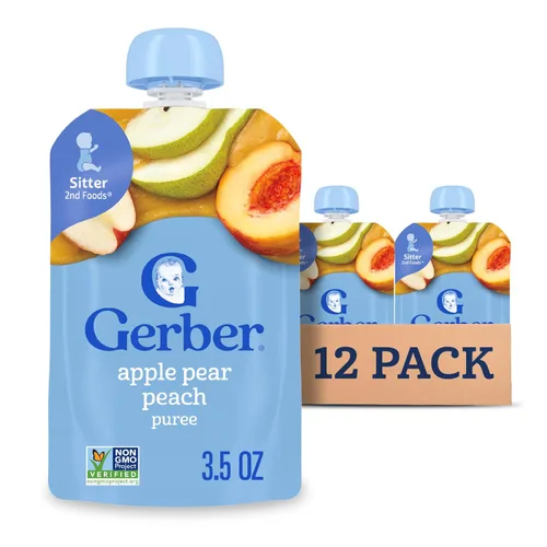 Vista 9 de Gerber Stage 2 - Bolsa de manzana y mango y fresa, 3.5 onzas, paquete de 12