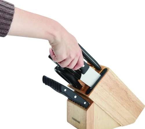 Vista 4 de Farberware Edgekeeper 5253522 - Bloque de cuchillos con remache triple de 16 piezas con afilador de cuchillos integrado, natural