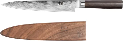 Vista 2 de Cangshan HAKU Series - Cuchillo Sashimi de 8 pulgadas con funda, acero de Damasco forjado X-7, 501103