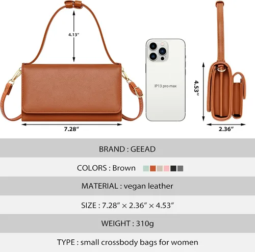 Vista 5 de GEEAD Bolsos cruzados pequeños de moda para mujer con ranuras para tarjetas, cuero sintético para mujer