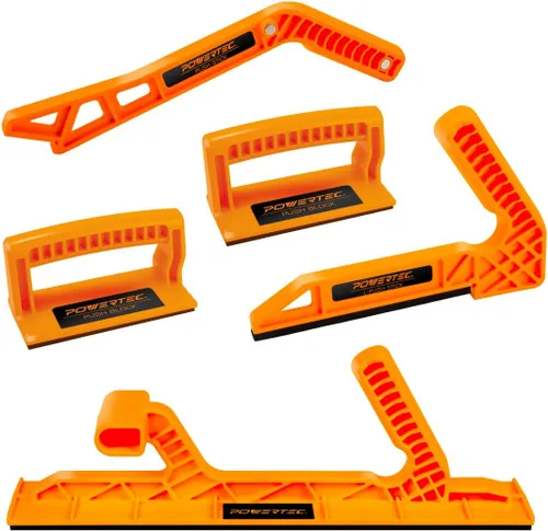 Vista 9 de POWERTEC 72096 peine de sujeción universal 1PK para carpintería multifuncional con sistema de bloqueo flexible y de inglete y 2 piezas de empuje