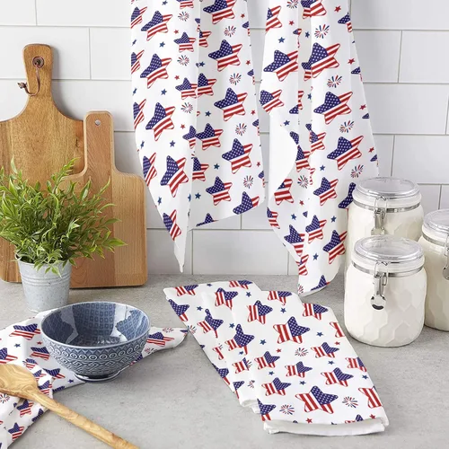 Vista 3 de Toallas de cocina patrióticas del 4 de julio, paños de limpieza de microfibra con estrella de la bandera americana, toallas de cocina, baño, toallas