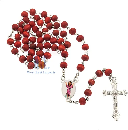 Vista 5 de Divino Nino Divino Niño Jesús Perfumado Rosario (12 PCS) Recuerdos de presentacion de 3 años Bautismo Party Favor Baby Jesus (rojo)