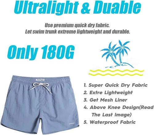 Vista 4 de maamgic Mens Swim Trunks 5" with Mesh Lining Quick Dry Bathing Suits for Men Swim Shorts Swimwear
