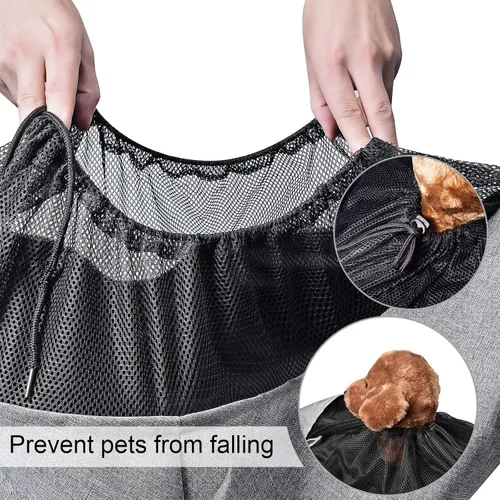 Vista 2 de Portamascotas para perros y gatos, con correa de hombro acolchada ajustable y bolsillo de malla, para paseos al aire libre