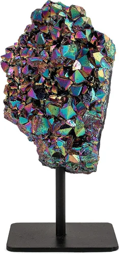 Vista 7 de KALIFANO Geoda grande de amatista de ángel aura en soporte, amatista de cristal de alta energía unida de titanio, roca amatista natural de reiki