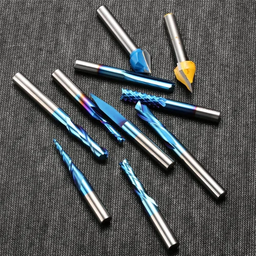 Vista 6 de Genmitsu Colección de brocas de enrutador CNC de uso general, vástago de 1/4", revestimiento azul nano, MC10A