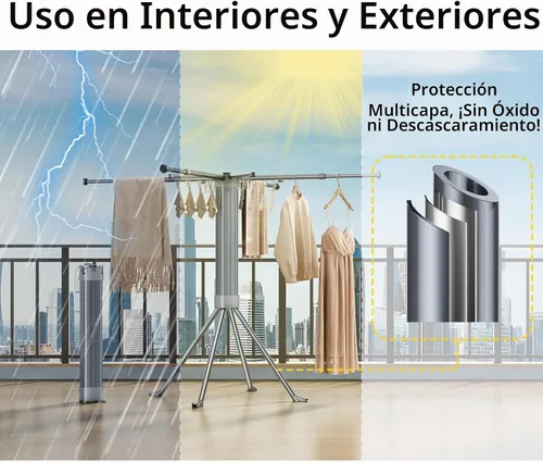 Vista 8 de BIREN Tendedero de Ropa Plegable Extensible Tendedero de Lavandería con 16 Clips Tendedero de Ropa Plegable que Ahorra Espacio para Colgar Ropa