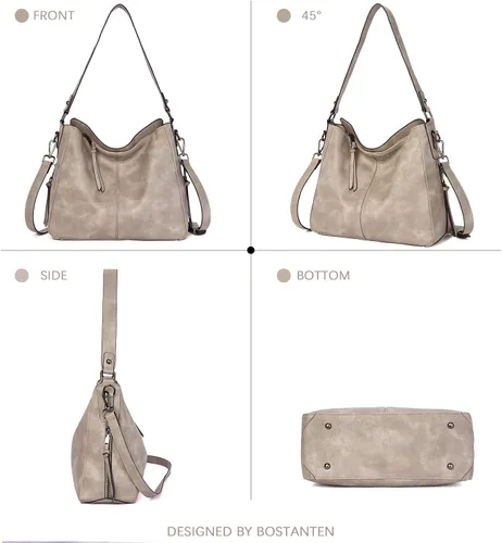 Vista 7 de BOSTANTEN Bolsos para mujer, bolsos de cuero de diseñador, bolsos hobo bolsos de hombro para mujer, bolsos cruzados con borla