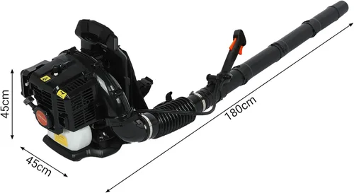 Vista 2 de Soplador de hojas de mochila a gas, soplador de hojas de gas de 52 CC, soplador de hojas de 2 tiempos de 550 CFM, sopladores de gas de 6800 RPM
