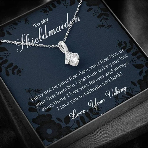 Vista 2 de Joyería hecha a mano To My Shieldmaiden Love You to Valhalla And Back Love Knot Collar, regalo de joyería vikinga Shieldmaiden esposa, regalo