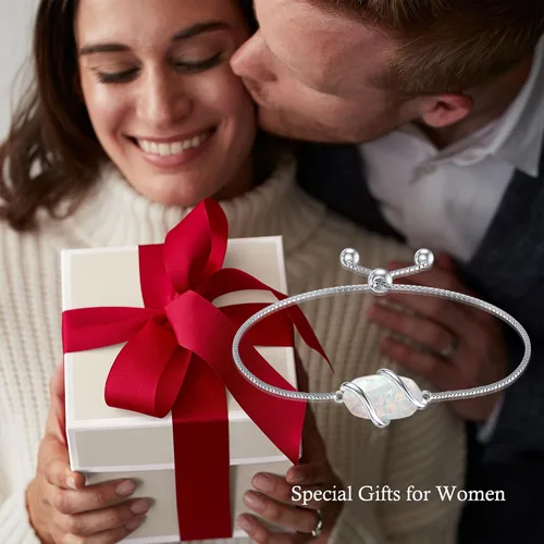Vista 3 de HPQQ 925 Sterling Silver Bracelet for Women Dainty Simple Stone Link Bracelet Fine Jewelry Valentine's Day Gifts for Her Anniversary Birthday Gifts