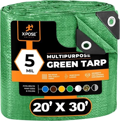 Vista 101 de Xpose Safety - Lona de polietileno ligera azul – Funda protectora multiusos, paño de goteo – duradero, impermeable, resistente a la intemperie