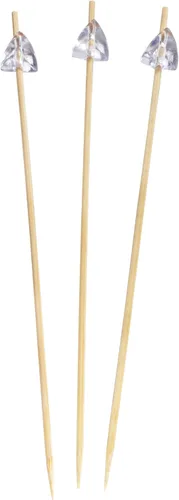 Vista 2 de BambooMN Pinchos decorativos de acrílico transparente de 5.9 pulgadas para sándwiches de frutas y cócteles de bambú para eventos de catering Claro