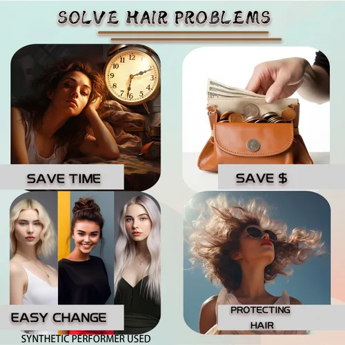 Vista 8 de 2 extensiones de cabello desordenado para moño (12) Banda de goma ondulada y rizada elástica para coleta de caballo