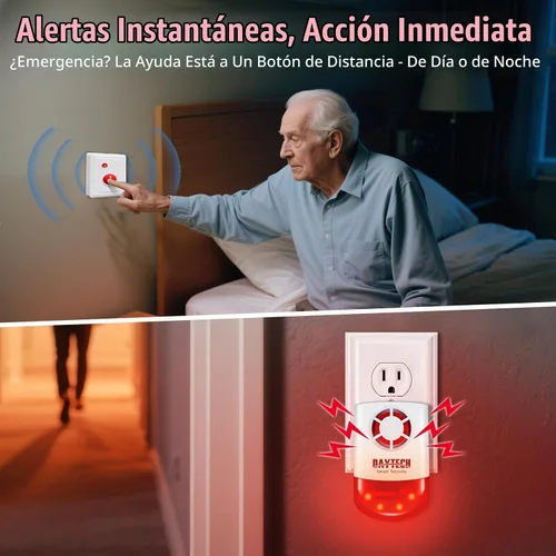 Vista 4 de Daytech Botón de pánico inalámbrico Alarma-120dB sirena estroboscópica