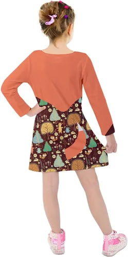 Vista 2 de PattyCandy 2 años a 13 años para niñas pequeñas, lindo traje de Acción de Gracias, zorro de invierno y tema navideño, vestido de terciopelo suave
