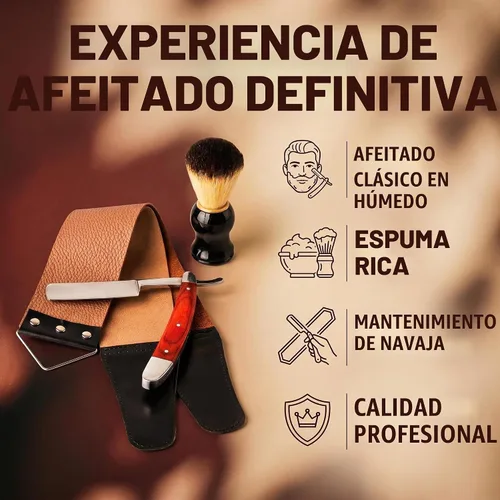 Vista 3 de Profesional Kit de Maquinilla de Afeitar Recta Con Strop, Brocha De Afeitar, Cuero Strop - Navaja de Barbero Navaja de Barbero