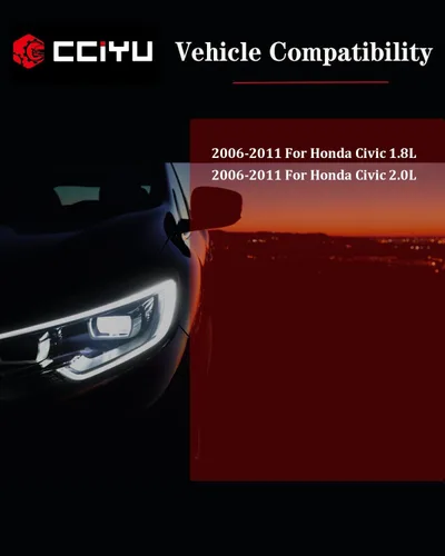 Vista 5 de cciyu Conjunto de faros para Honda Civic 2 puertas Coupé 2006-2011 carcasa negra ámbar reflector lente transparente faros