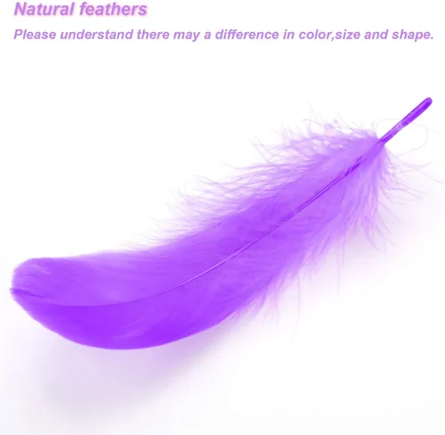 Vista 6 de MWOOT Más de 450 plumas coloridas de la naturaleza, manualidades, plumas de ganso decorativas para atrapasueños, diadema, joyería, boda, fiestas