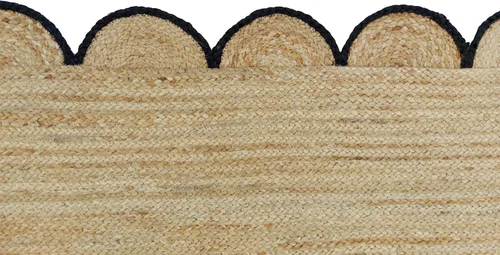 Vista 7 de Alfombra festoneada de yute natural, borde negro, 2 x 3 pies