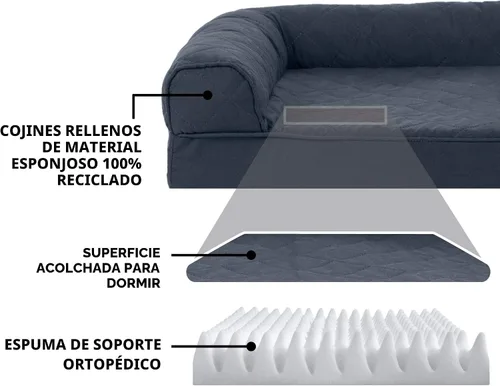 Vista 4 de FurHaven Cama ortopédica clásica para perros grandes estilo sofá, con acolchado estilo huevo y base de espuma ortopédica sólida para soporte Gris