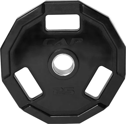 Vista 7 de CAP Barbell - Discos de agarre olímpico de goma de 12 lados, color negro Múltiples tamaños