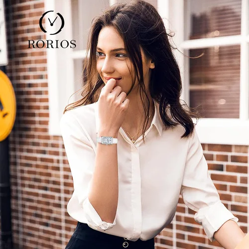 Vista 2 de RORIOS - Reloj de cuarzo impermeable con correa de cuero genuino con números romanos reloj de pulsera de moda para damas y niñas