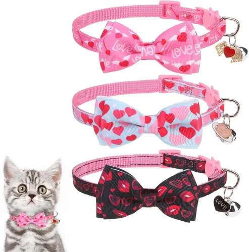Vista 13 de KOOLTAIL Collar de gato con campana, paquete de 3 collares para gatos con tabla de advertencia para colgar «Do Not Feed Me», lindo collar ligero