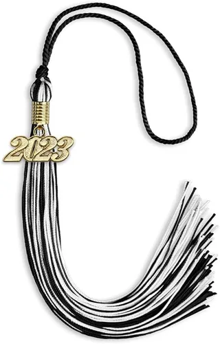Vista 91 de Endea Graduation - Borla de doble color mixto con fecha dorada (negro/dorado antiguo, 2021)