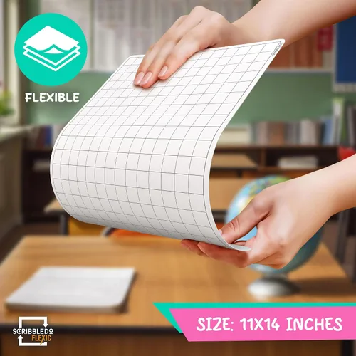 Vista 5 de SCRIBBLEDO Hojas de borrado en seco de rejilla grande de 11 x 14 pulgadas, hojas pequeñas de pizarra blanca para práctica de matemáticas Rejillas
