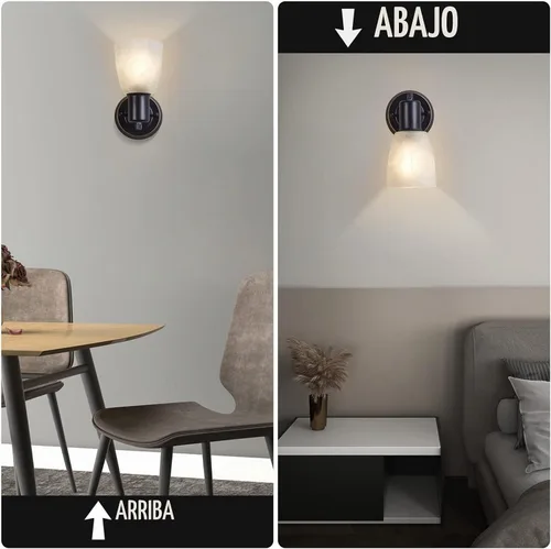 Vista 3 de Apliques de pared juego de 2, luces de tocador negras mate para baño, accesorios de luz de pared modernos con interruptor giratorio, luz de montaje
