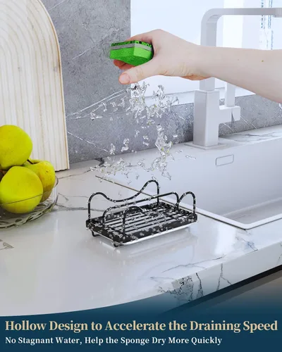 Vista 3 de Consumest Soporte de esponja para fregadero de cocina - Organizador de fregadero móvil para encimera, Soporte de esponja de acero inoxidable 304