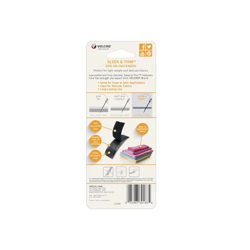 Vista 7 de VELCRO Brand Elegante y delgada para telas Cinta de 3 pies x 3/4 pulgadas, Negro Suave en la piel, ultraligera con Tecnología Sewing Lane