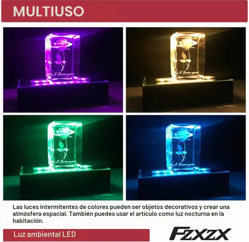 Vista 4 de Base de exhibición de luz LED rectangular para cristales, soporte de exhibición de luz artística de cristal, lámpara de adorno de luz LED 3D