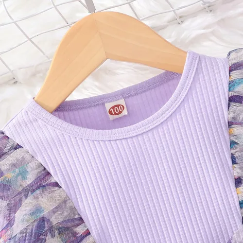 Vista 2 de Camidy Vestido de manga larga para niña pequeña, con volantes, estampado de mariposa, lazo, tutú para fiesta casual, vestido de princesa de 2 a 6