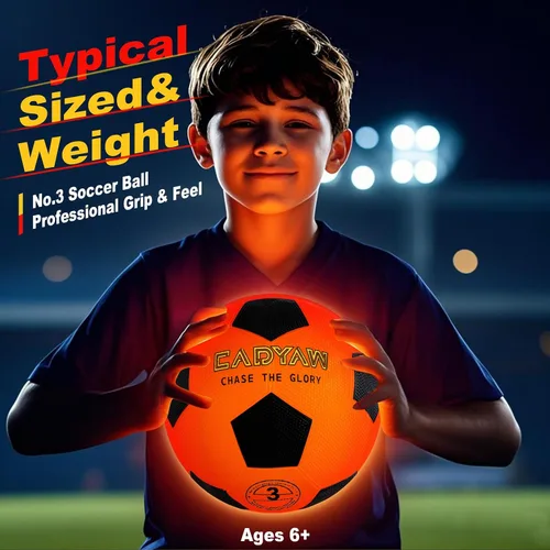 Vista 3 de Glow in The Dark Soccer Ball, Rechargeable Light up Soccer Toys, Birthday Gift for Boys and Girls 8-12, Cool Toys for Kids Outdoor Night Activity