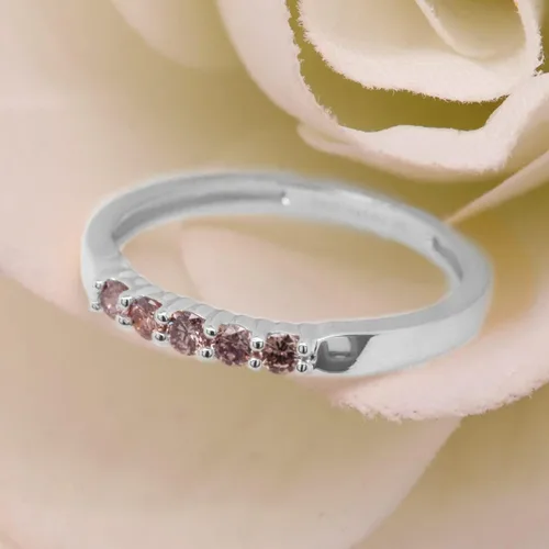Vista 96 de Dazzlingrock Collection Anillo de boda redondo de 5 piedras preciosas o diamantes para mujer en oro macizo de 10 K/14 K/18 K