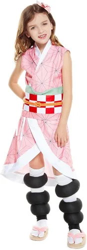 Vista 5 de Kamado Nezuko - Trajes de capa tipo kimono capa para niños disfraz de Halloween cárdigan trajes de cosplay