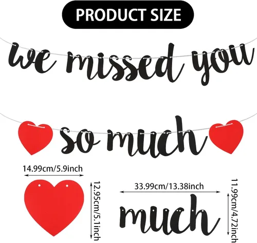 Vista 2 de Cartel de bienvenida a casa, pancarta con texto en inglés "We Missed You So Much", decoración de bienvenida para familia, reunión, amigos