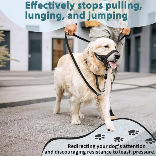 Vista 2 de BARKLESS Collar resistente sin tirones para perros medianos y grandes, suave y reflectante con enlace de seguridad, correa de bozal de entrenamiento