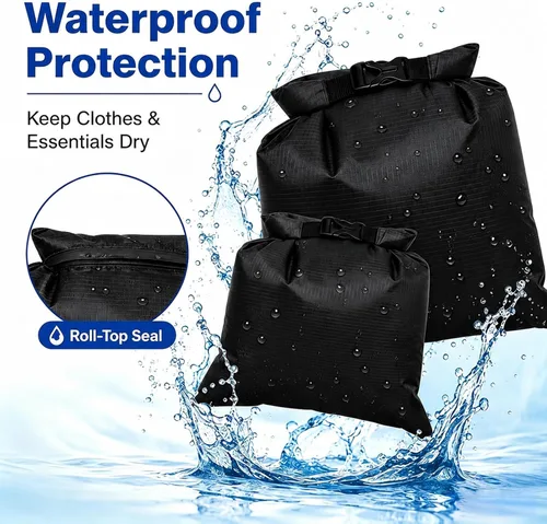Vista 5 de Kit de bolsa seca impermeable con parte superior enrollable, bolsa de compresión de almacenamiento, organizador de embalaje Poch, resistente al