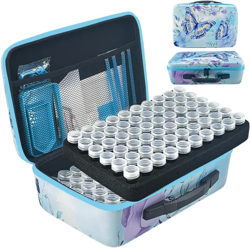 Vista 13 de Contenedores de almacenamiento de pintura de diamantes, 30 ranuras para accesorios de pintura de diamantes y herramientas para estuche organizador