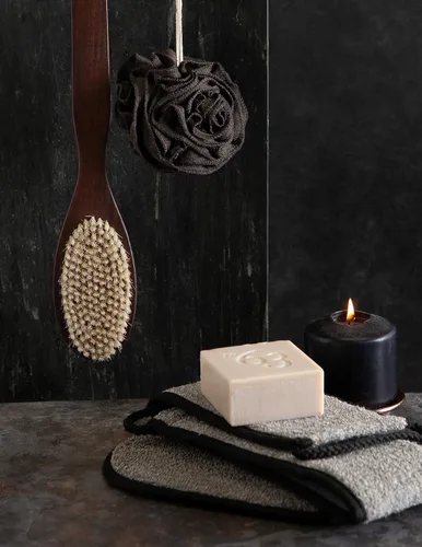Vista 4 de Urbana Spa Prive - Puf de ducha para hombre, colección de carbón de bambú, marrón (6338)