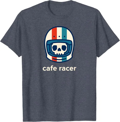 Vista 66 de Cafe Racer Moda Simple Casco Diseño Motocicleta Camiseta Negro