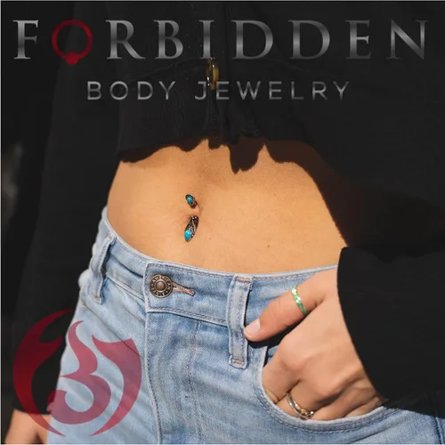 Vista 3 de Forbidden Body Jewelry Anillo de ombligo de filigrana vintage tribal de acero quirúrgico con piedras semipreciosas sintéticas Resina sintética