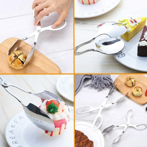 Vista 5 de Pinzas de buffet, pinzas de acero inoxidable para ensalada, pinzas para alimentos, antideslizantes y de fácil agarre, ergonómicas