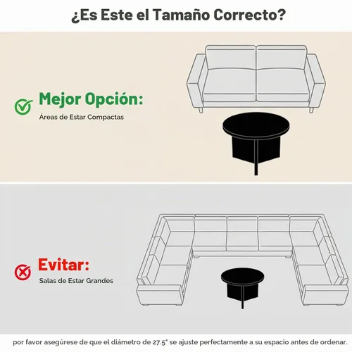 Vista 9 de Luoxiao Mesa de Centro de 27.5'' para Espacios Pequeños, Mesa Moderna Minimalista para Sala de Estar, Mesa Auxiliar Redonda Pequeña Duradera y Negro