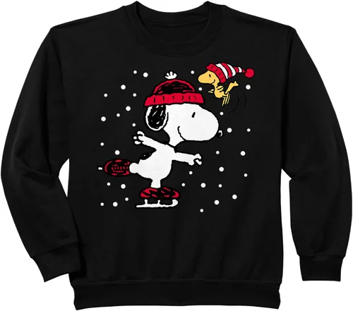 Vista 8 de Peanuts Snoopy and Woodstock Skate Holiday Sudadera Sudadera Negro