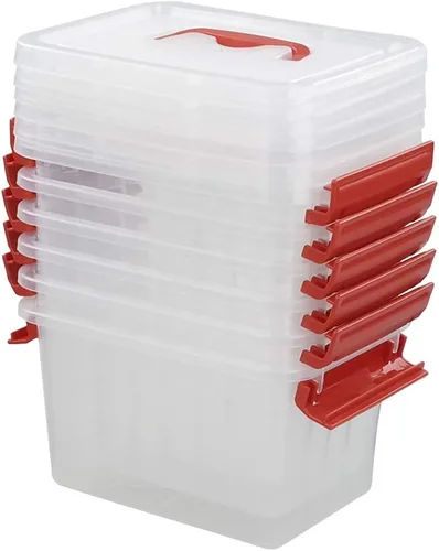 Vista 7 de Kiddream Caja de plástico pequeña de 3 cuartos de galón, contenedores de almacenamiento con tapas, juego de 6